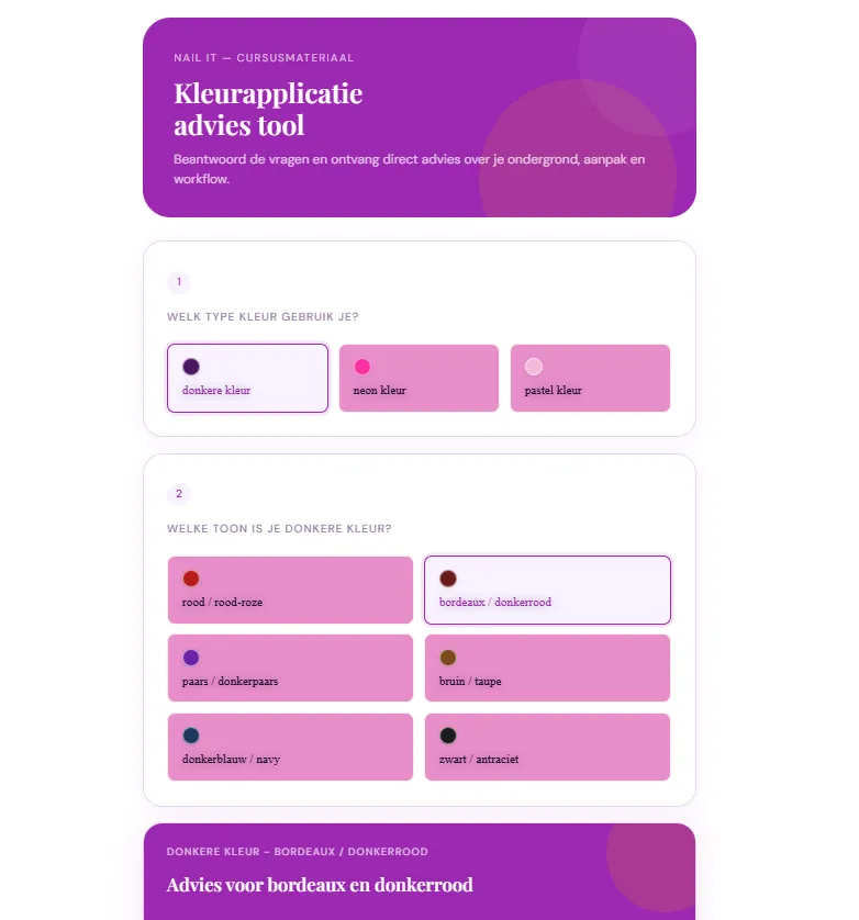 Kleurapplicatie adviestool
